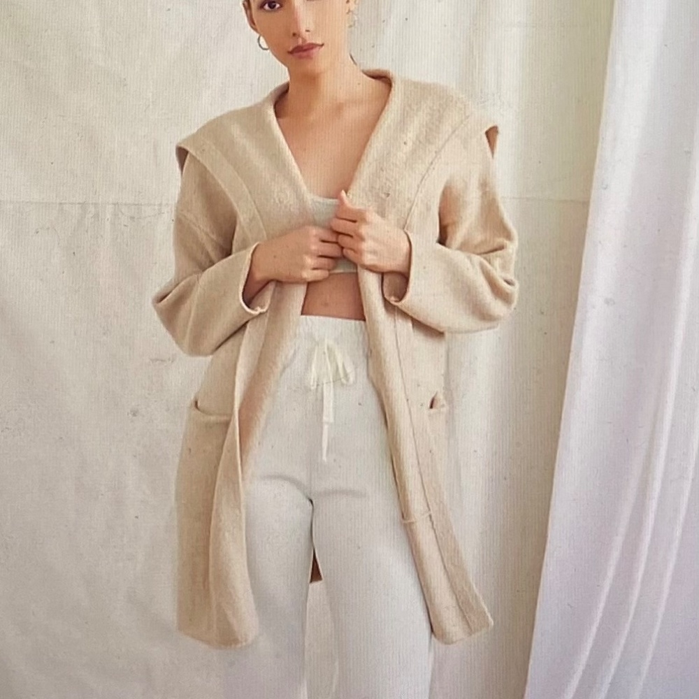 Tan knit cardigan sweater